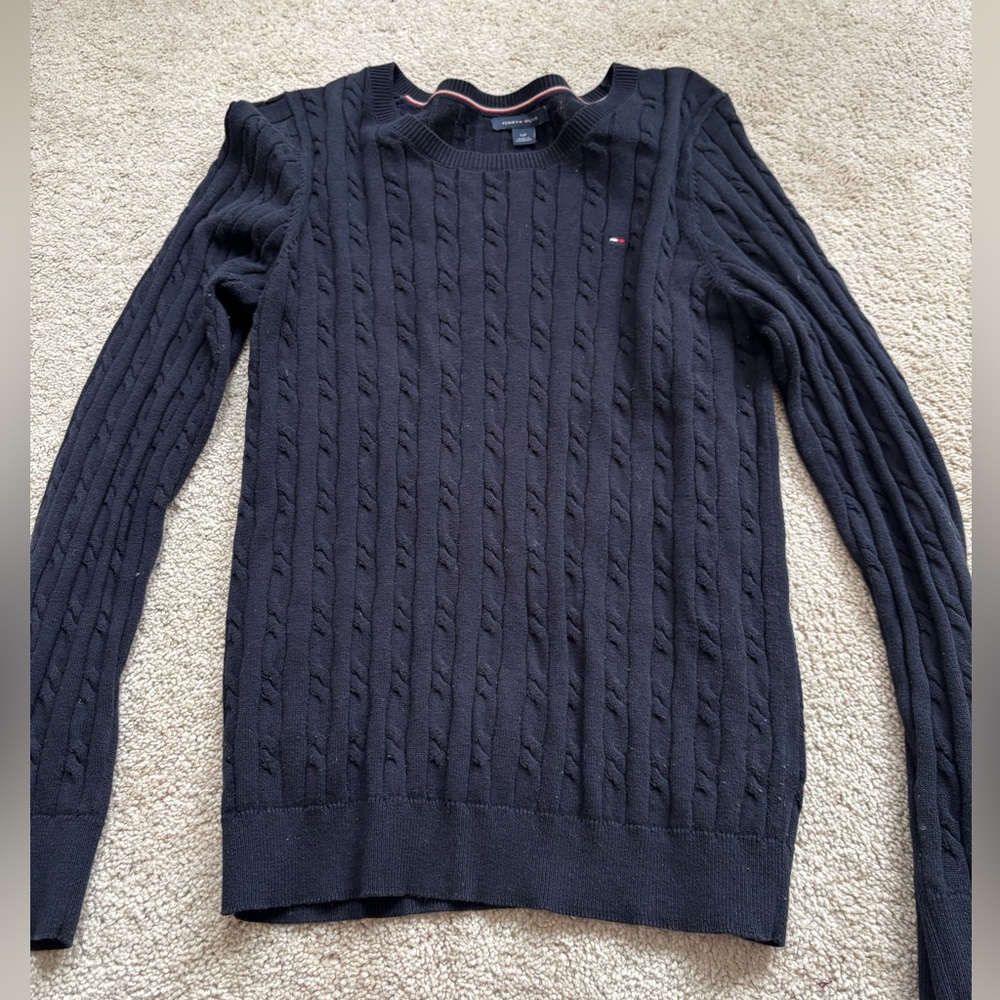 Navy Tommy Hilfiger Cable Knit Sweater